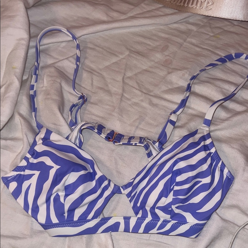 Blue Zebra Print Women's Bralette